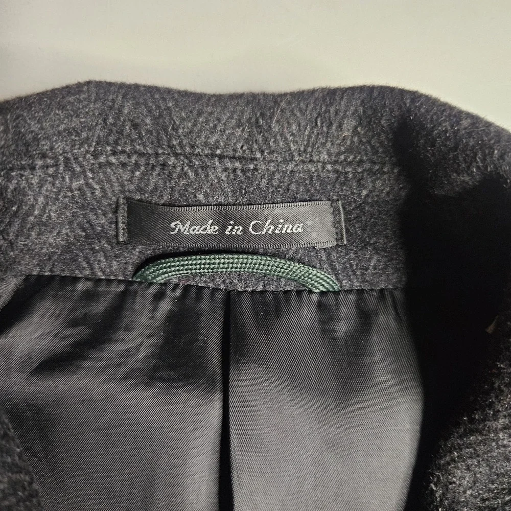 Ralph Lauren‎ Mens Over Coat 46L Herringbone Wool Blend Grey